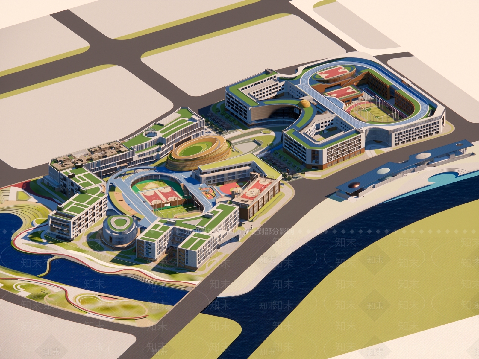 现代学校建筑SU模型下载【ID:1187373296】