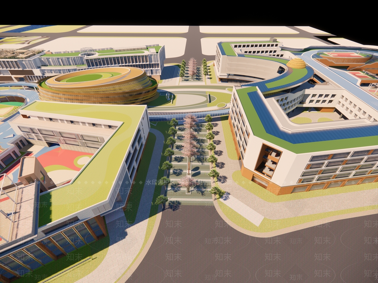 现代学校建筑SU模型下载【ID:1187373296】