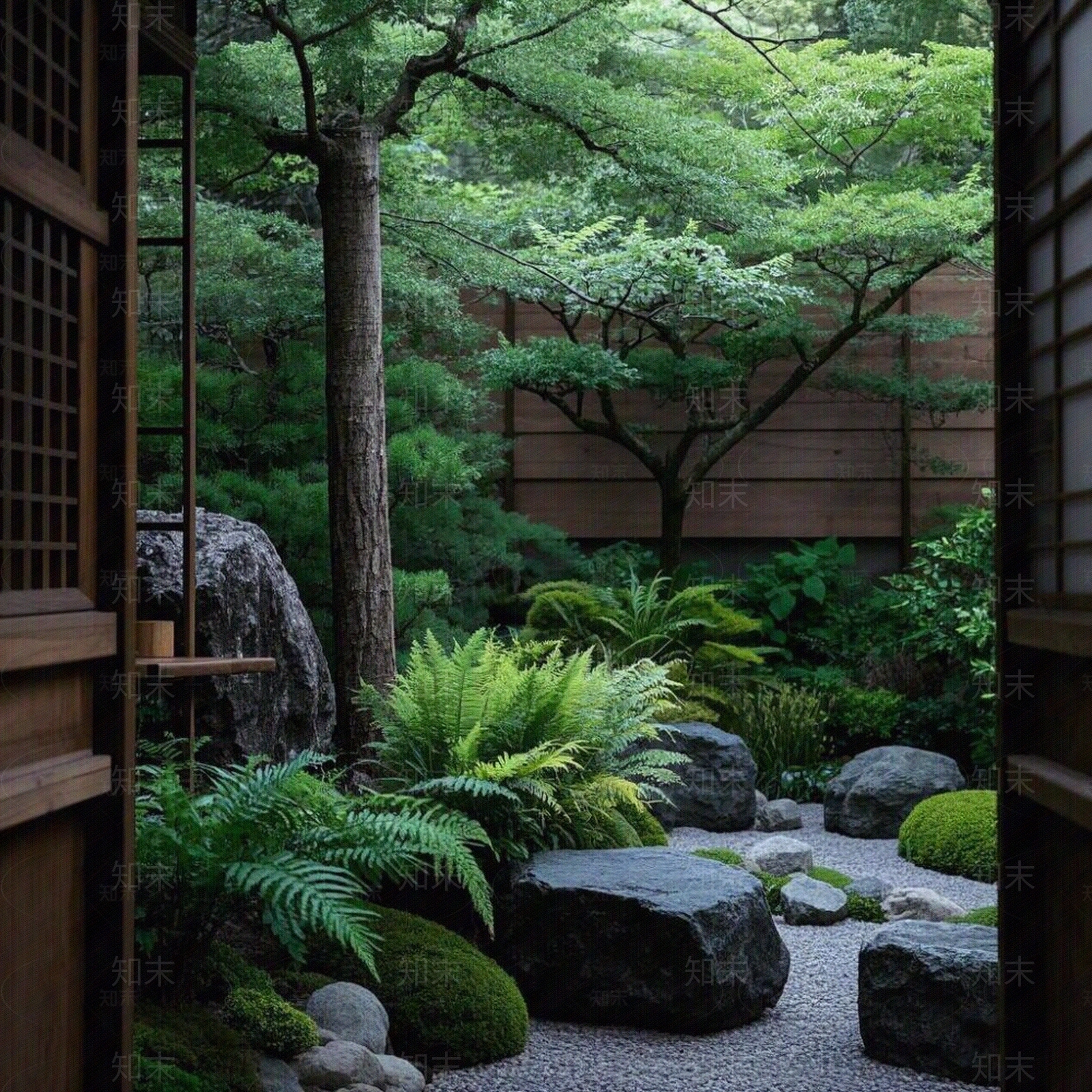 日式禅意小区外景贴图下载【ID:1187373783】