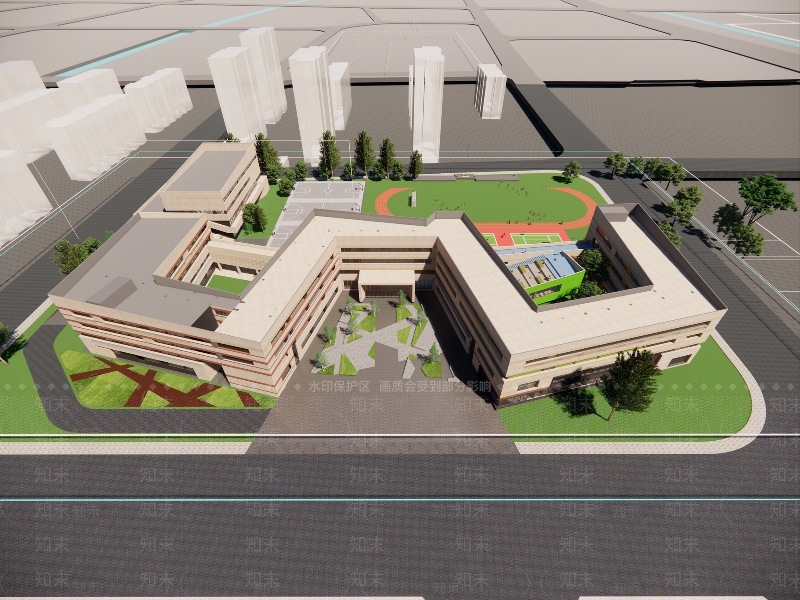 现代学校建筑SU模型下载【ID:1187374160】