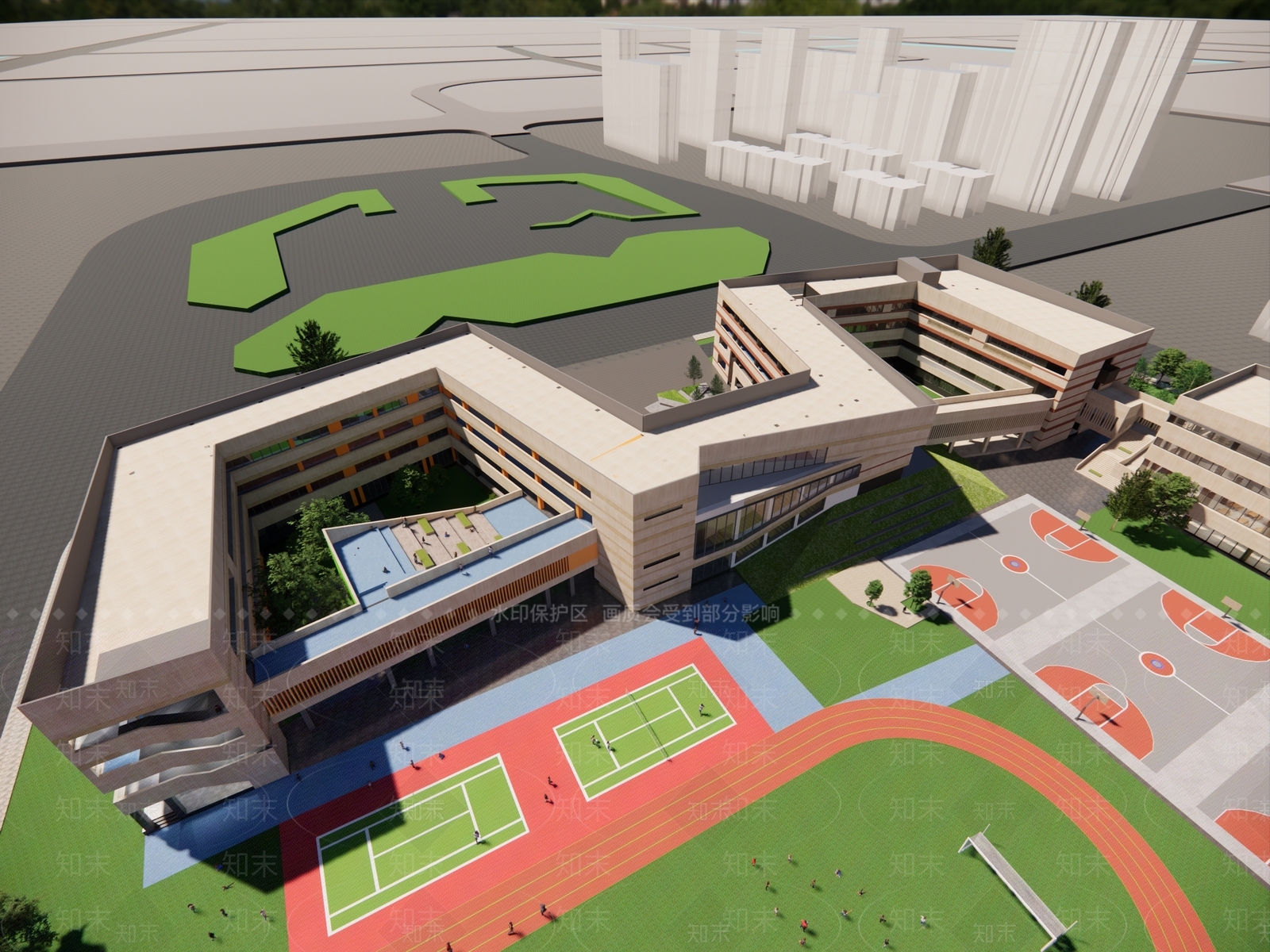 现代学校建筑SU模型下载【ID:1187374160】