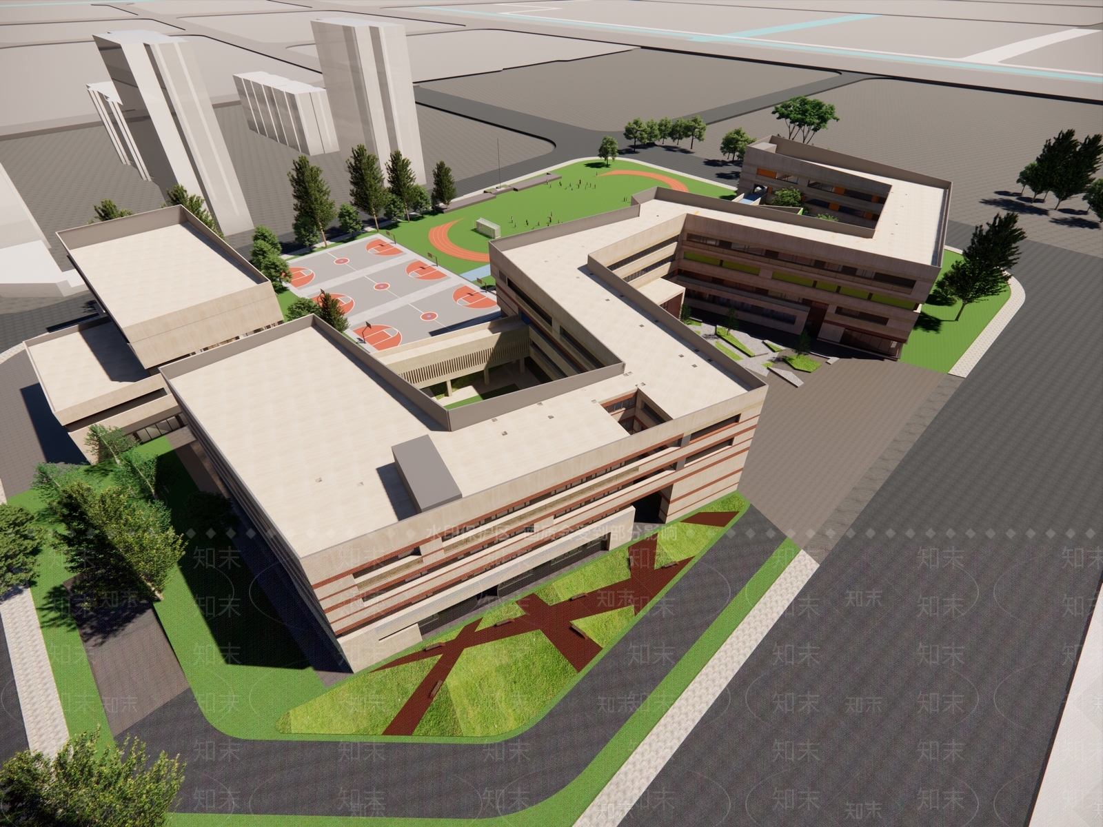 现代学校建筑SU模型下载【ID:1187374160】