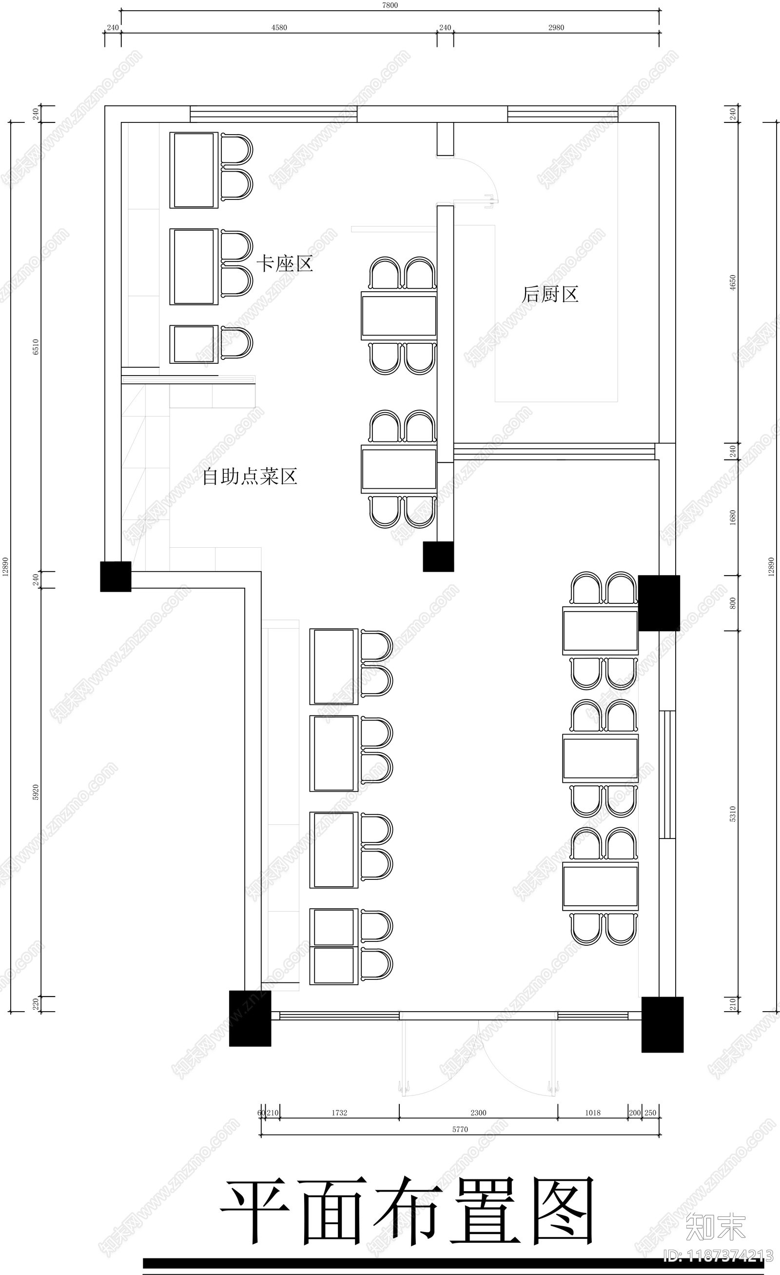 现代快餐店施工图下载【ID:1187374213】