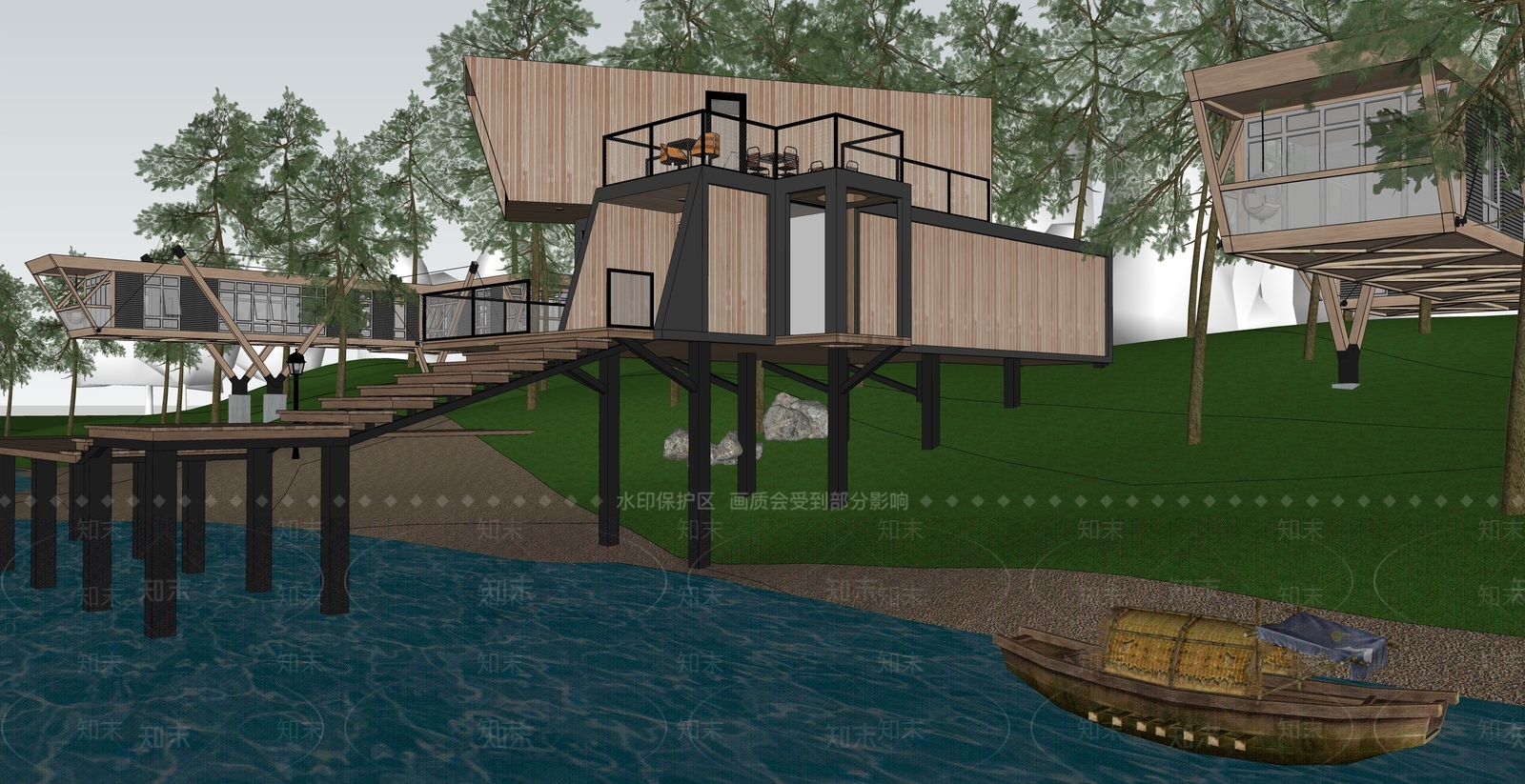 现代其他景观小建筑SU模型下载【ID:1187376370】