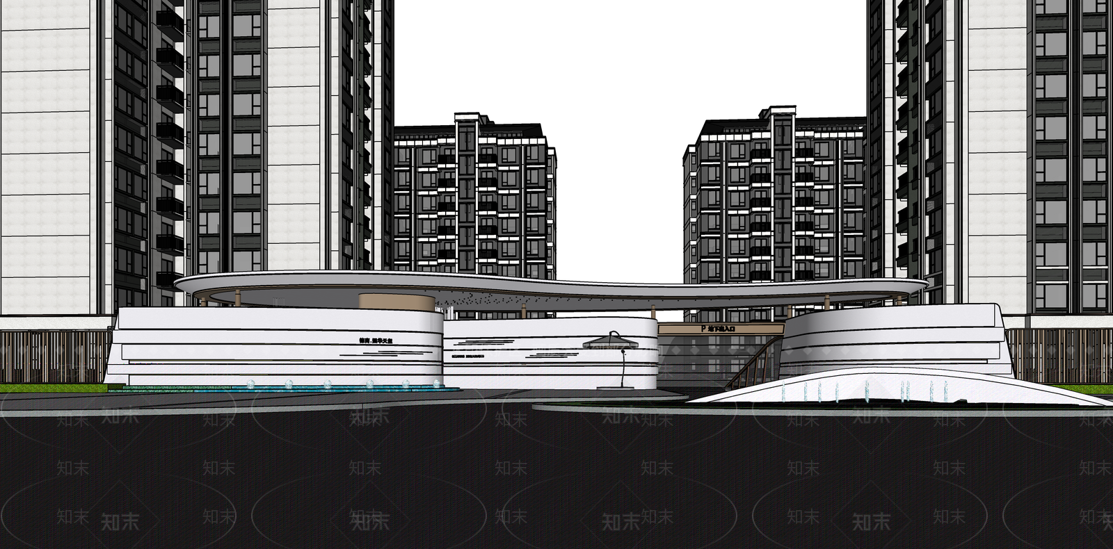 现代简约入口大门SU模型下载【ID:1187381570】