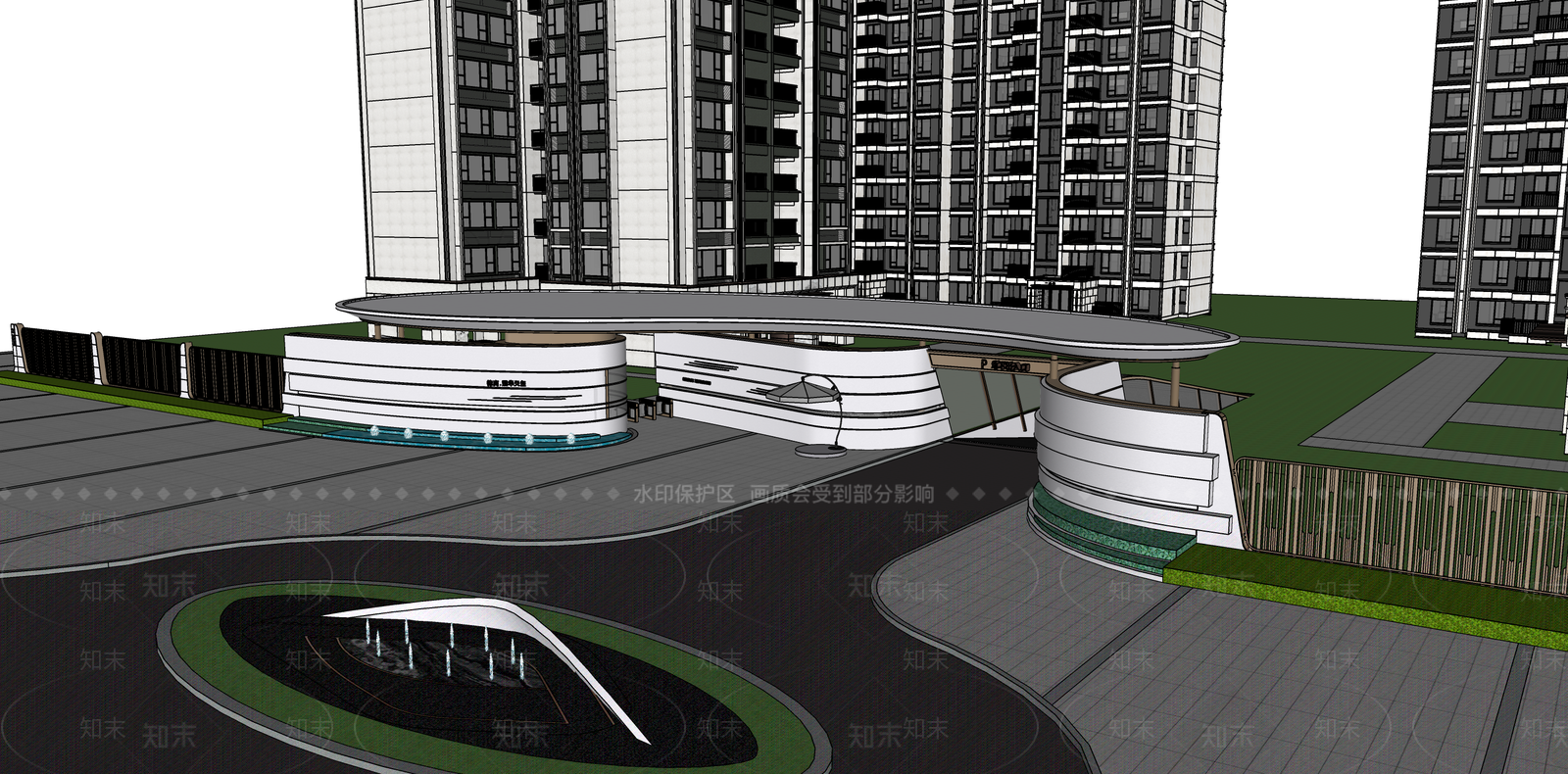 现代简约入口大门SU模型下载【ID:1187381570】