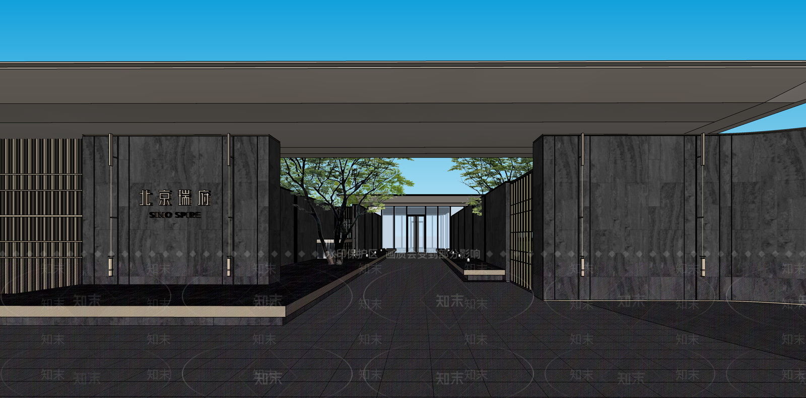 现代新中式小区建筑SU模型下载【ID:1187381557】