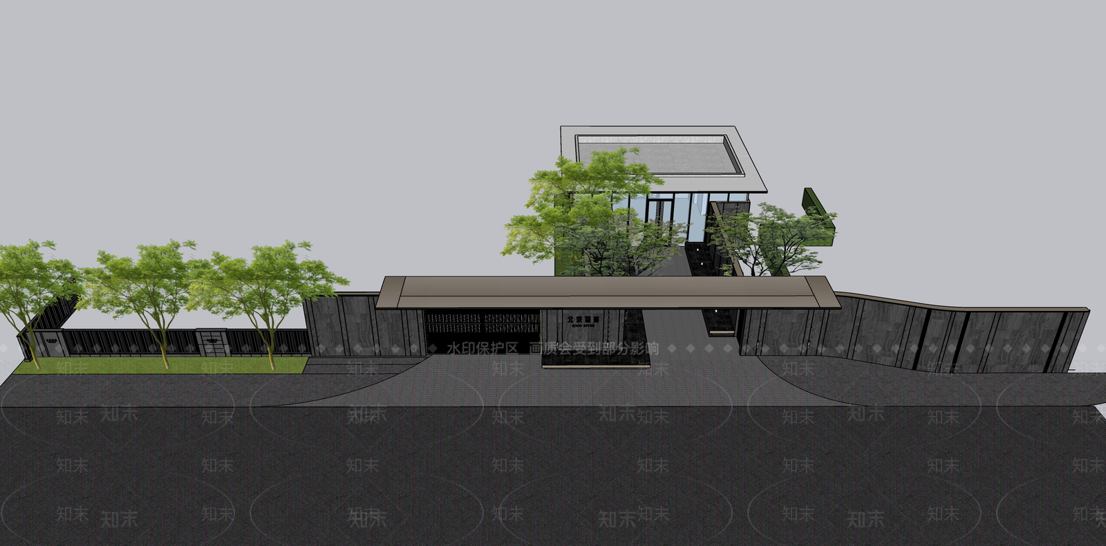 现代新中式小区建筑SU模型下载【ID:1187381557】