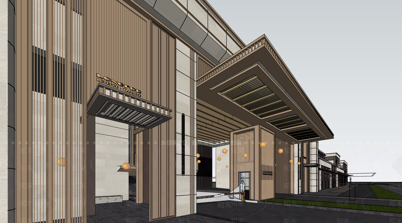 欧式轻奢小区建筑SU模型下载【ID:1187381681】