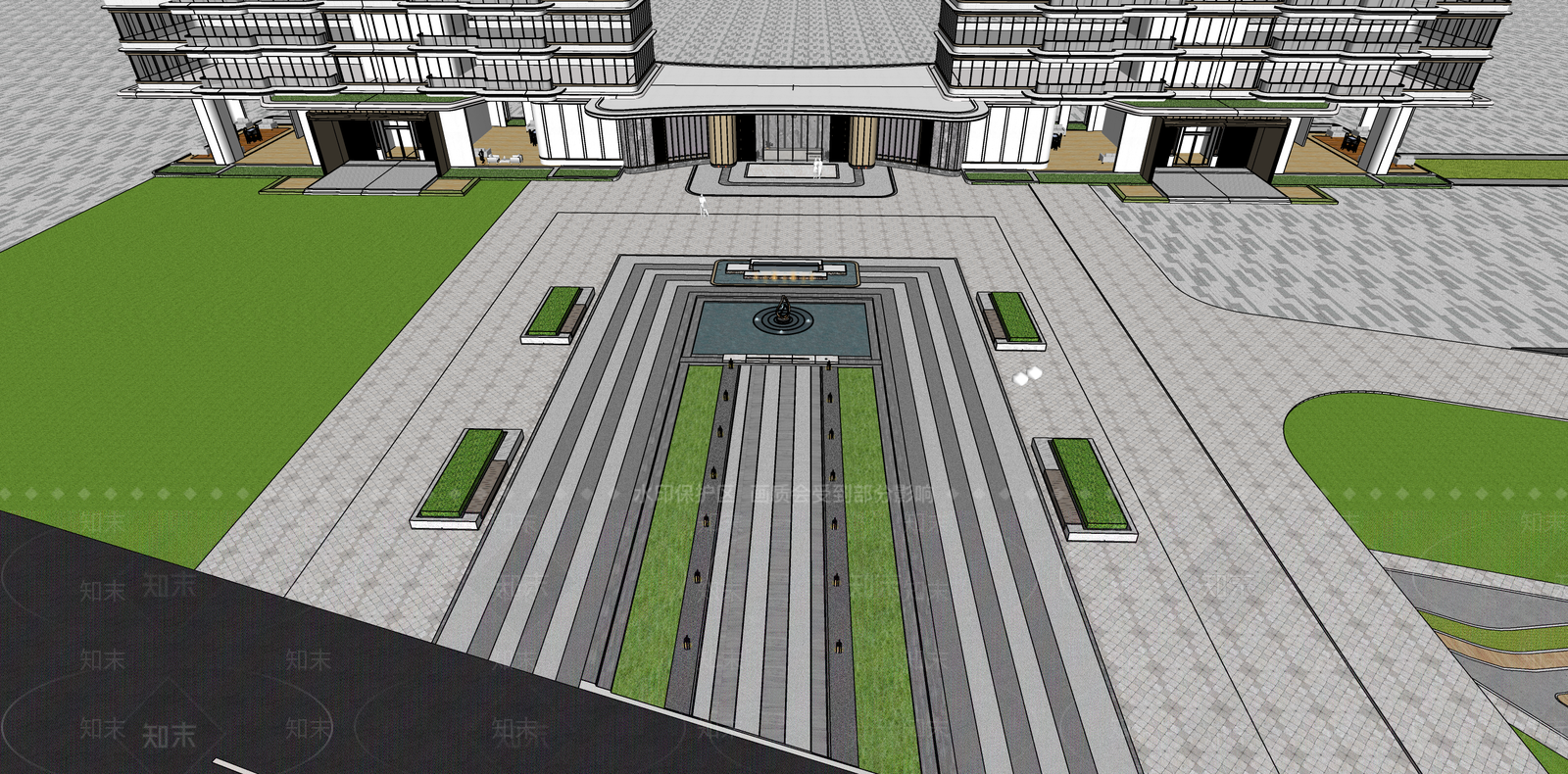 现代简约景观公园SU模型下载【ID:1187381684】