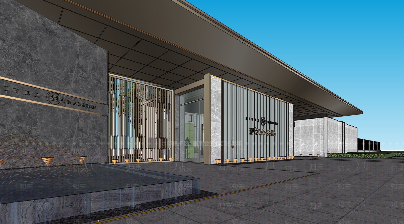 现代新中式小区建筑SU模型下载【ID:1187381675】