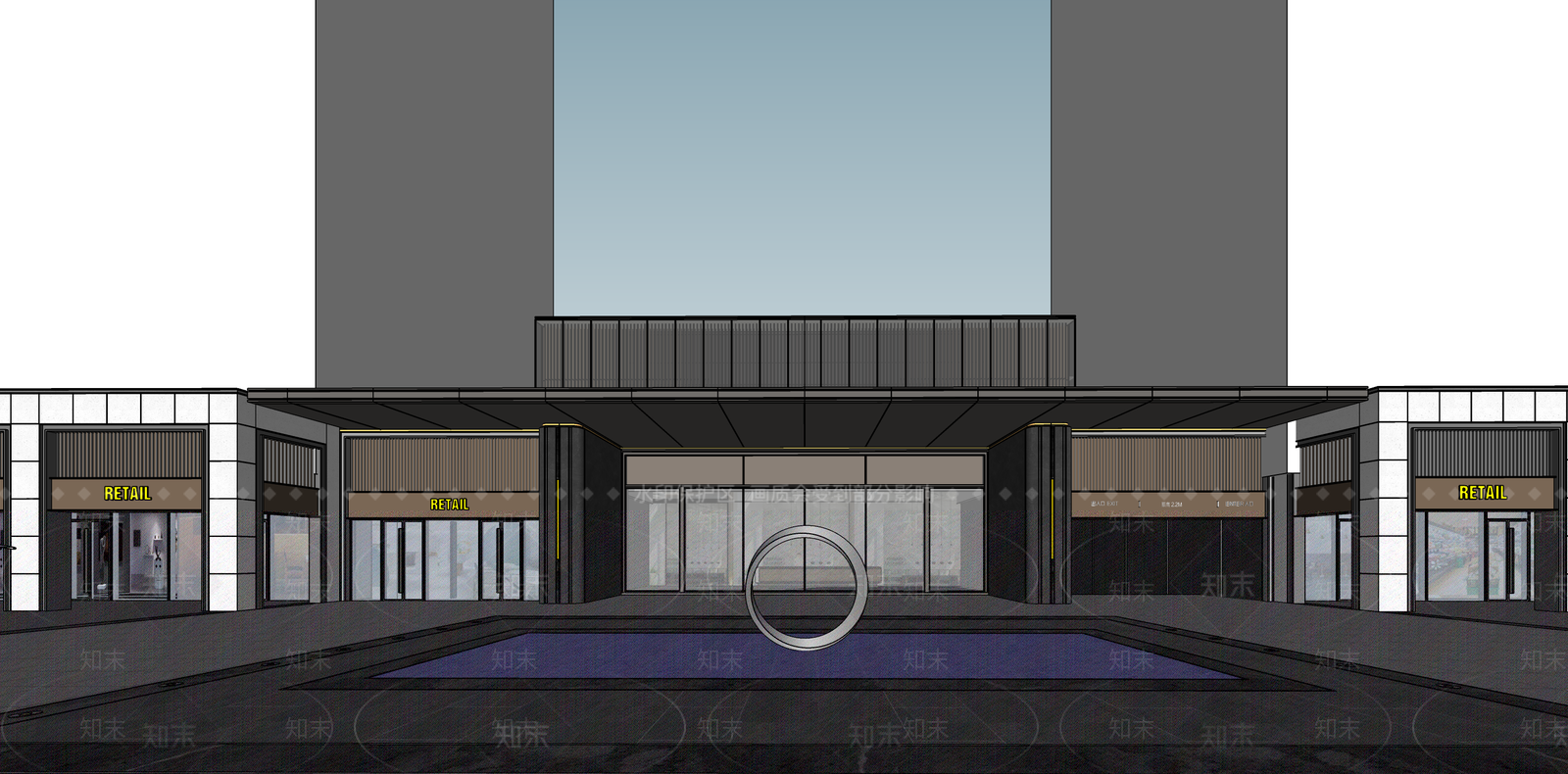 现代轻奢小区建筑SU模型下载【ID:1187381636】