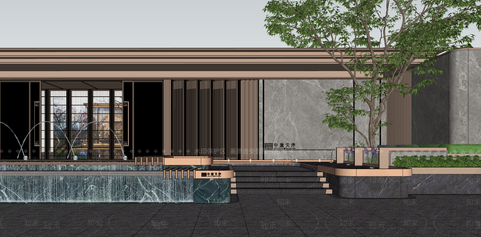 新中式中式入口大门SU模型下载【ID:1187381980】