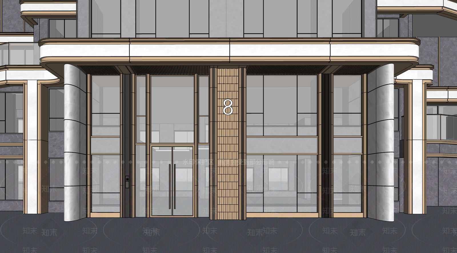 现代轻奢小区建筑SU模型下载【ID:1187381981】