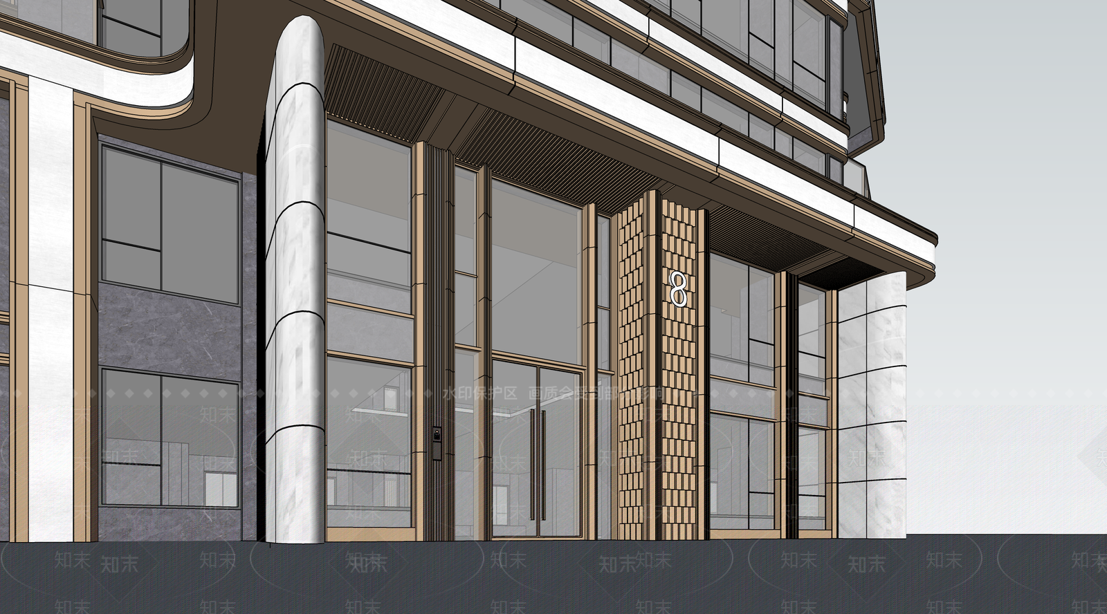 现代轻奢小区建筑SU模型下载【ID:1187381981】