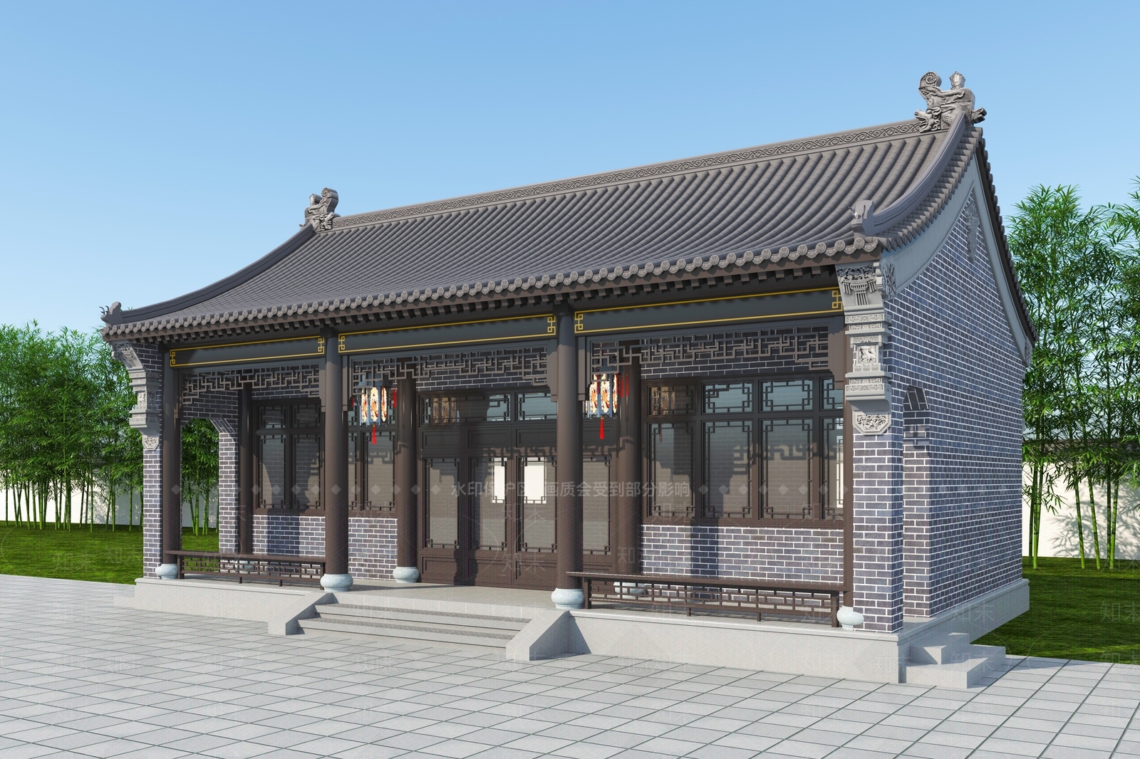 中式乡村民房SU模型下载【ID:1187382514】
