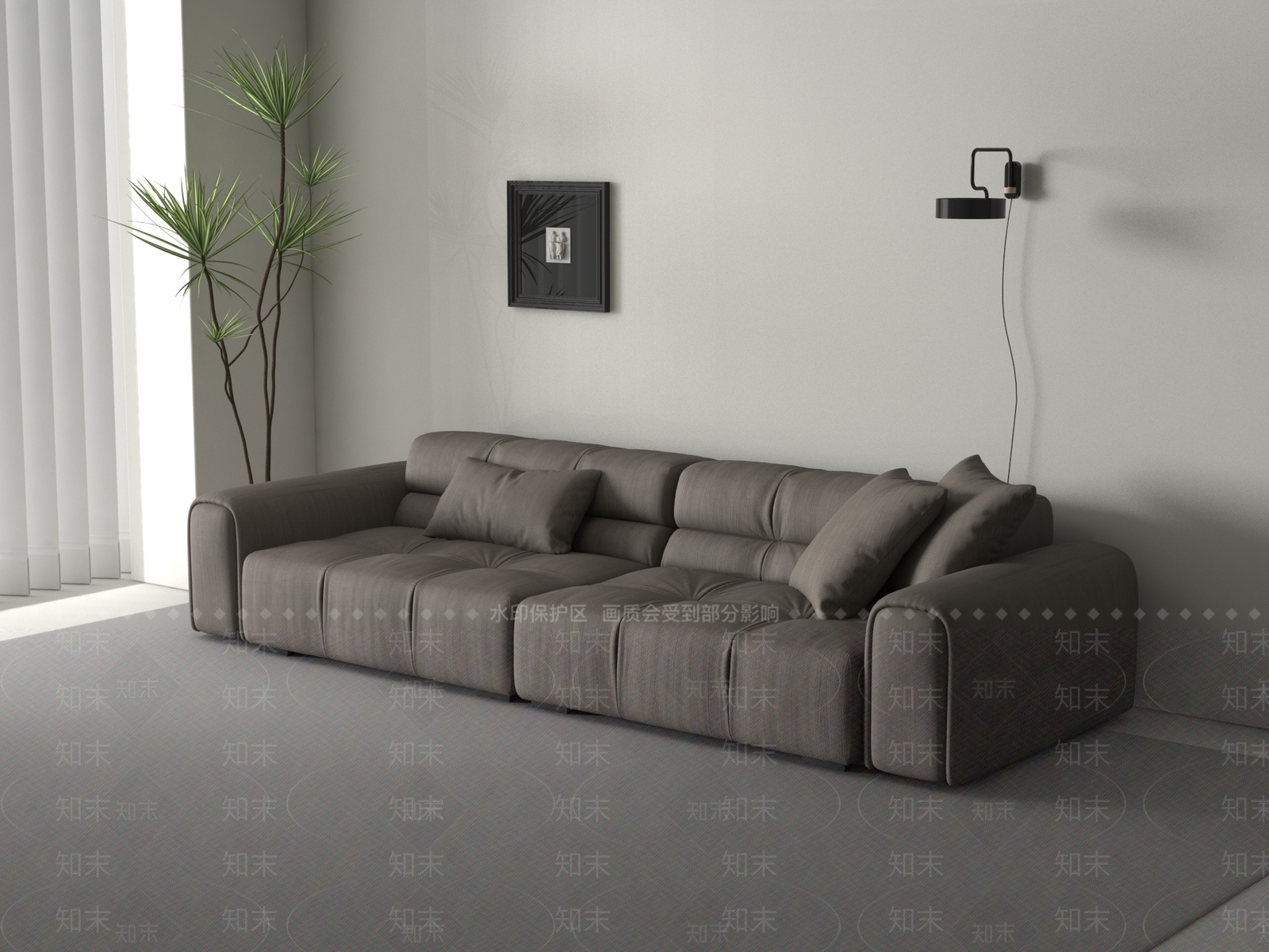 现代三人沙发3D模型下载【ID:1187384923】