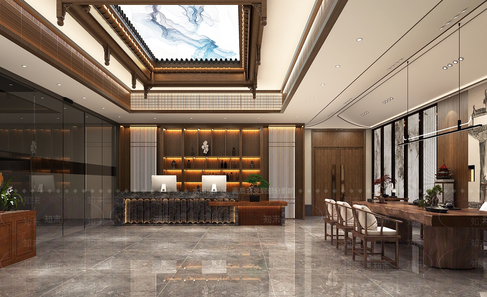 中式新中式中餐厅3D模型下载【ID:1187389053】