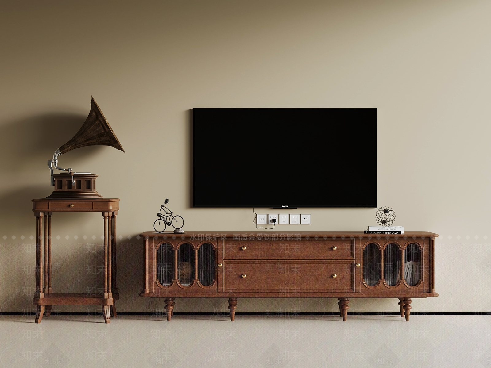 法式中古电视柜SU模型下载【ID:1187390374】