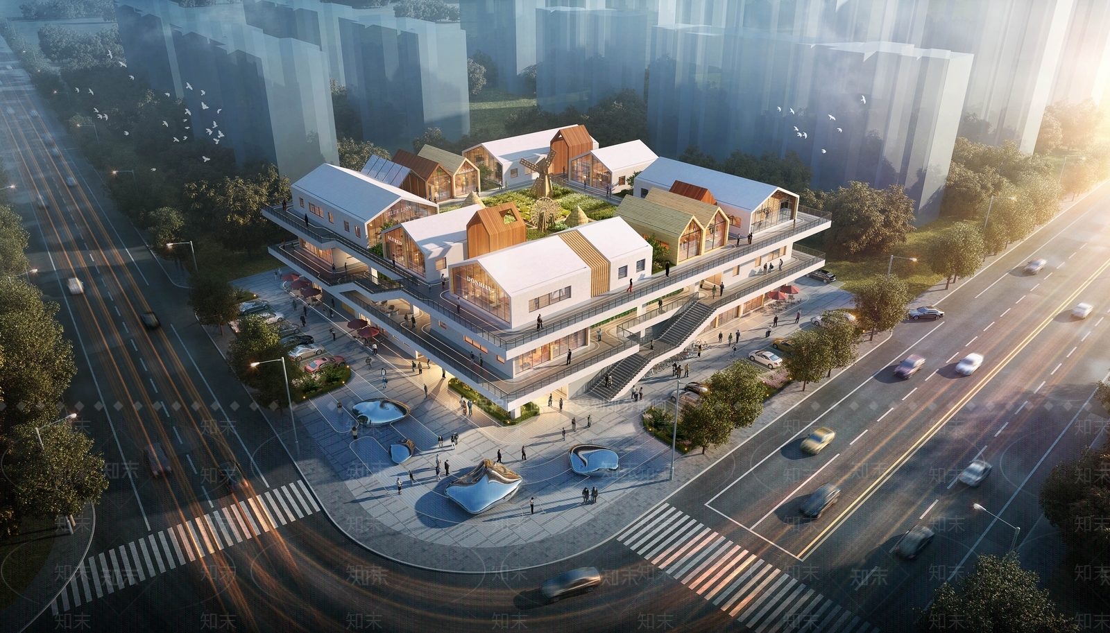 现代商业街3D模型下载【ID:1187393152】