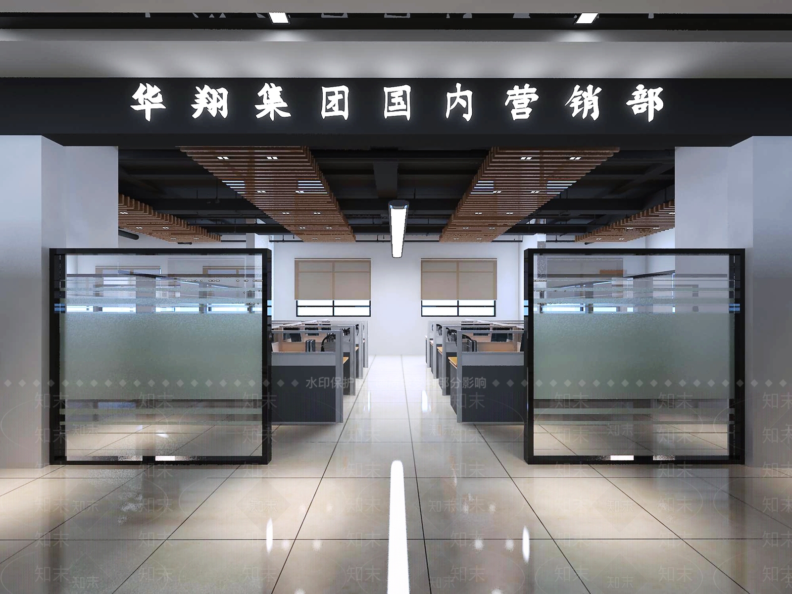现代极简办公大厅3D模型下载【ID:1187399569】