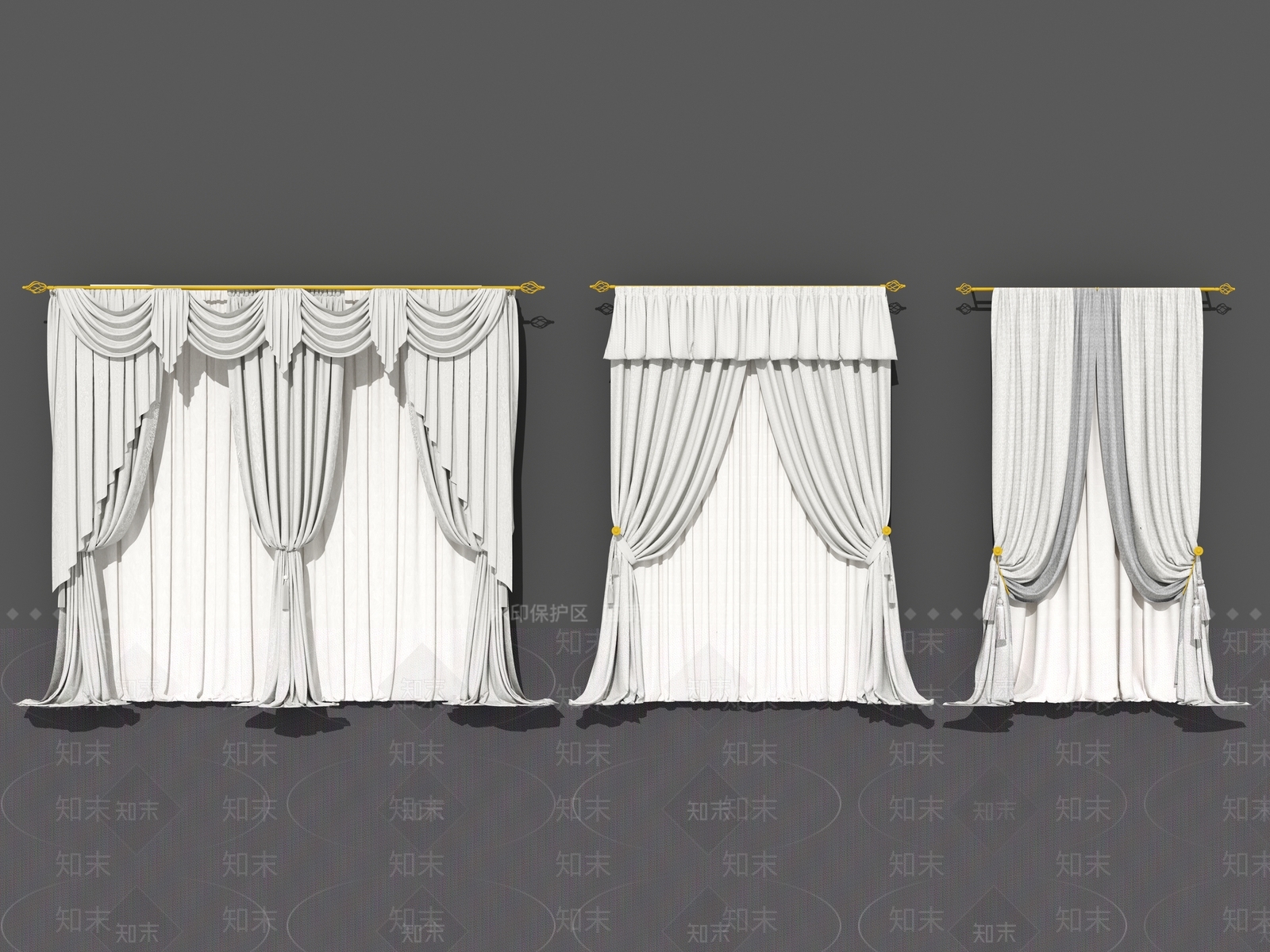 美式欧式窗帘SU模型下载【ID:1187401170】
