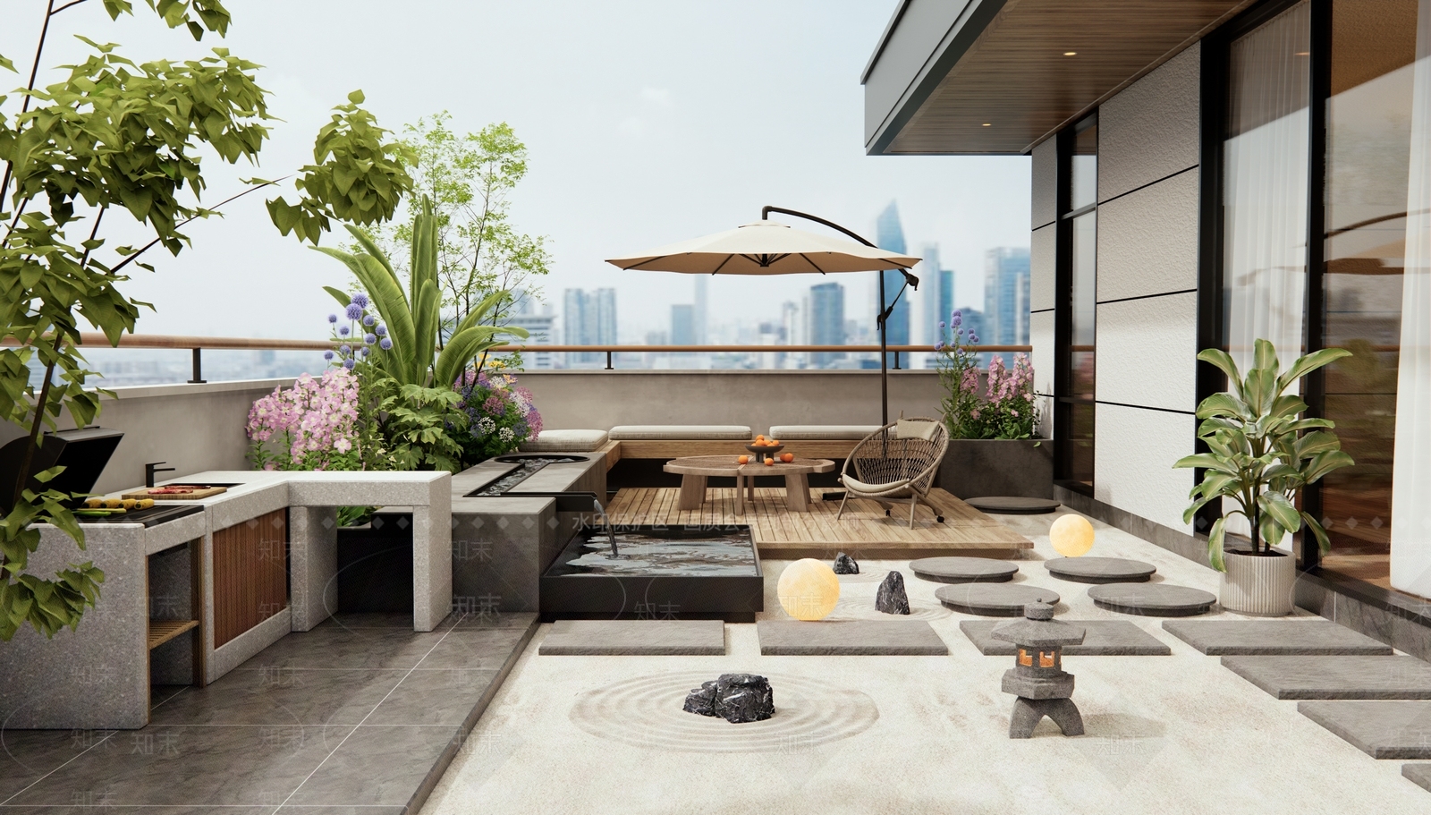 现代屋顶花园3D模型下载【ID:1187402493】