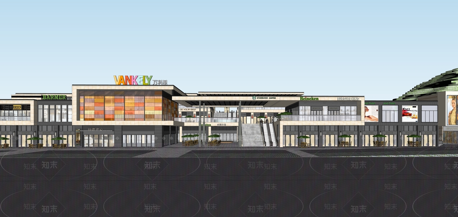 现代商业街SU模型下载【ID:1187406939】
