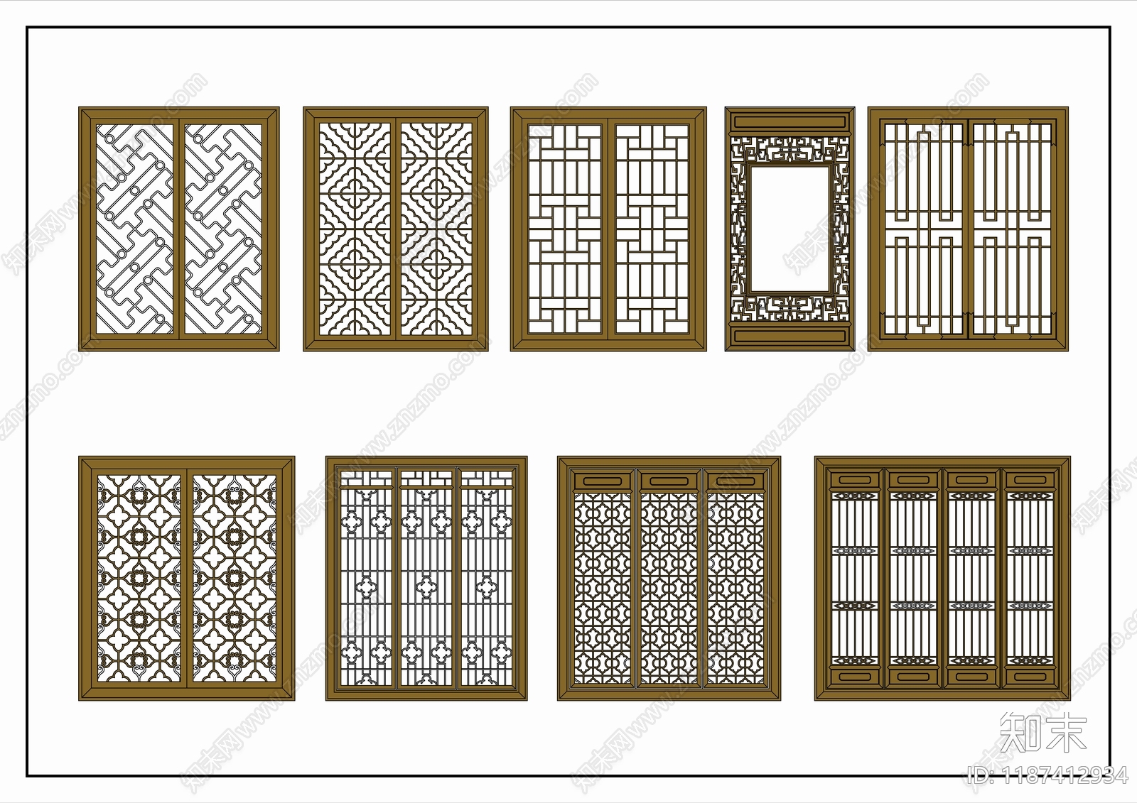 中式新中式门施工图下载【ID:1187412934】