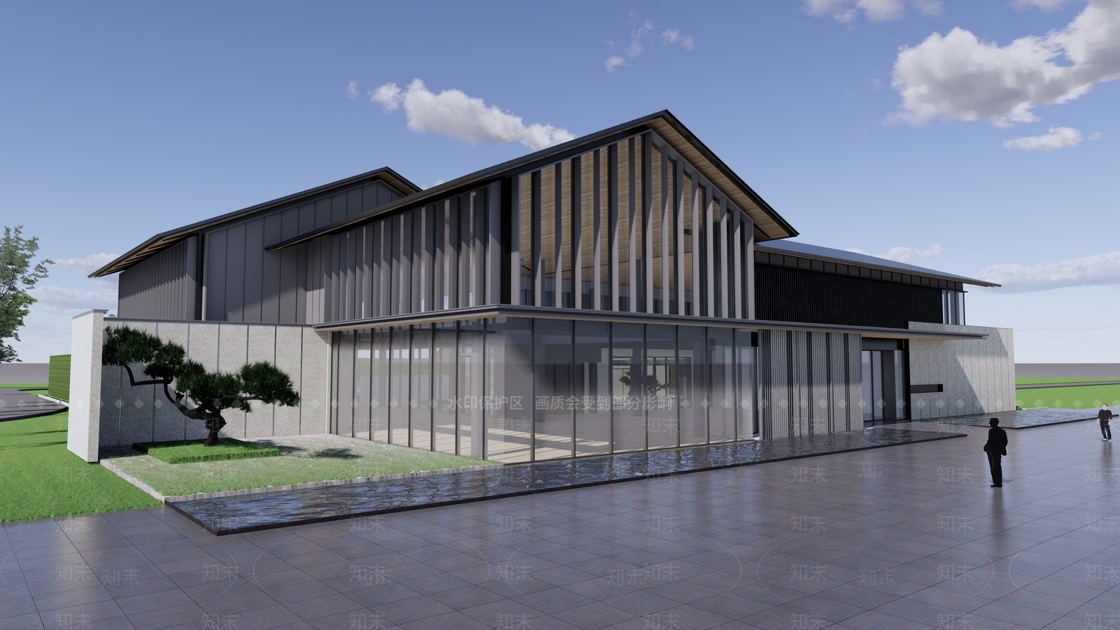 现代新中式小公建SU模型下载【ID:1187414993】