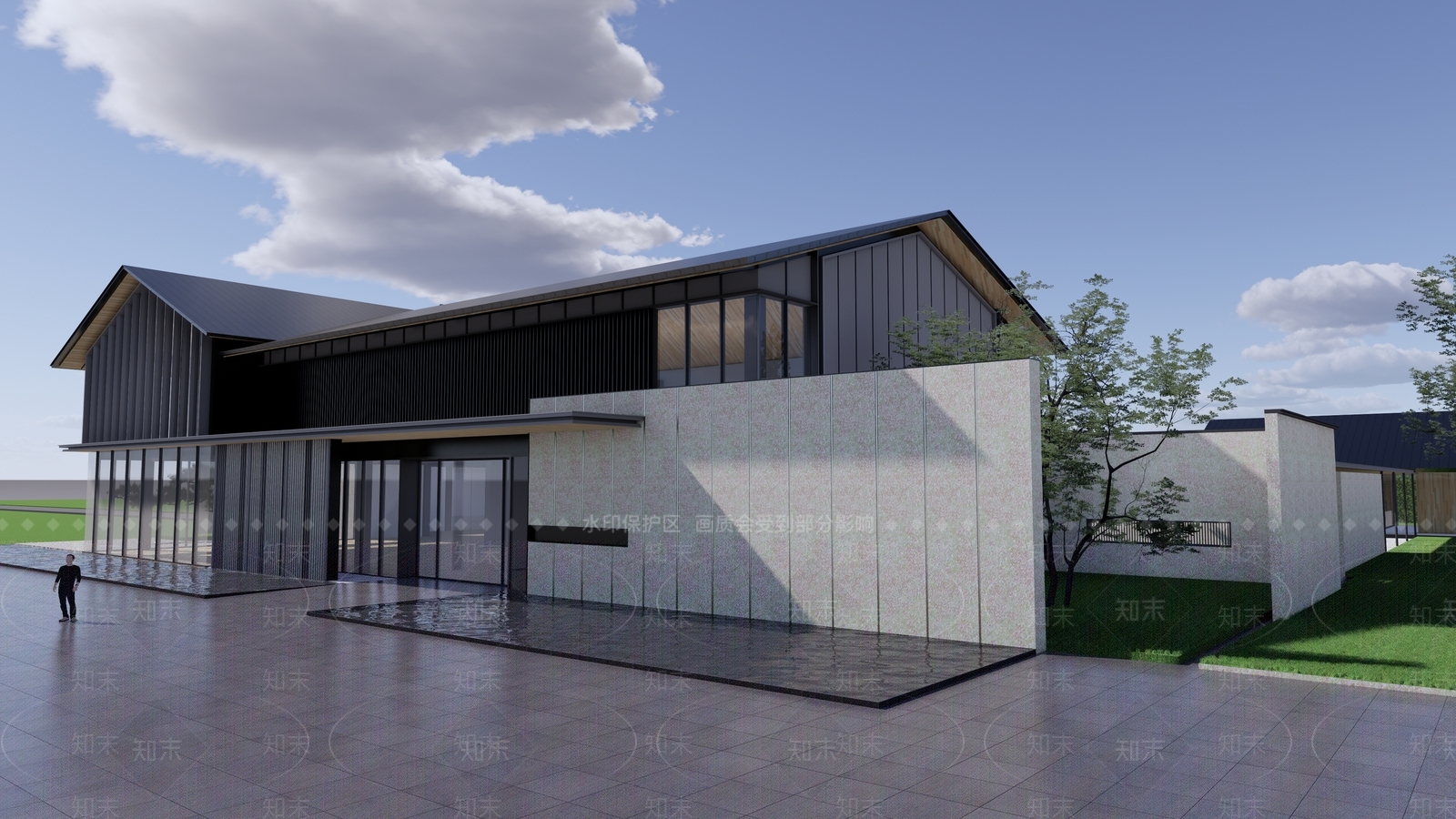 现代新中式小公建SU模型下载【ID:1187414993】