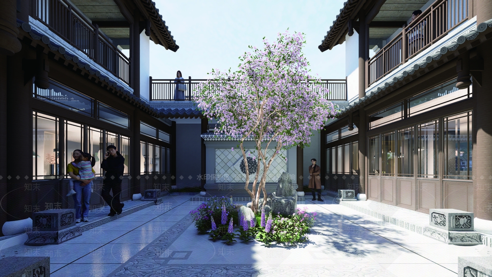 中式新中式四合院SU模型下载【ID:1187417967】