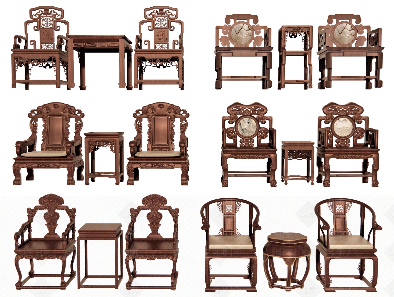 中式椅子3D模型下载【ID:1187420716】