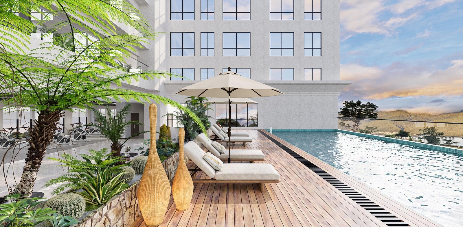 现代原木游泳馆3D模型下载【ID:1187421491】