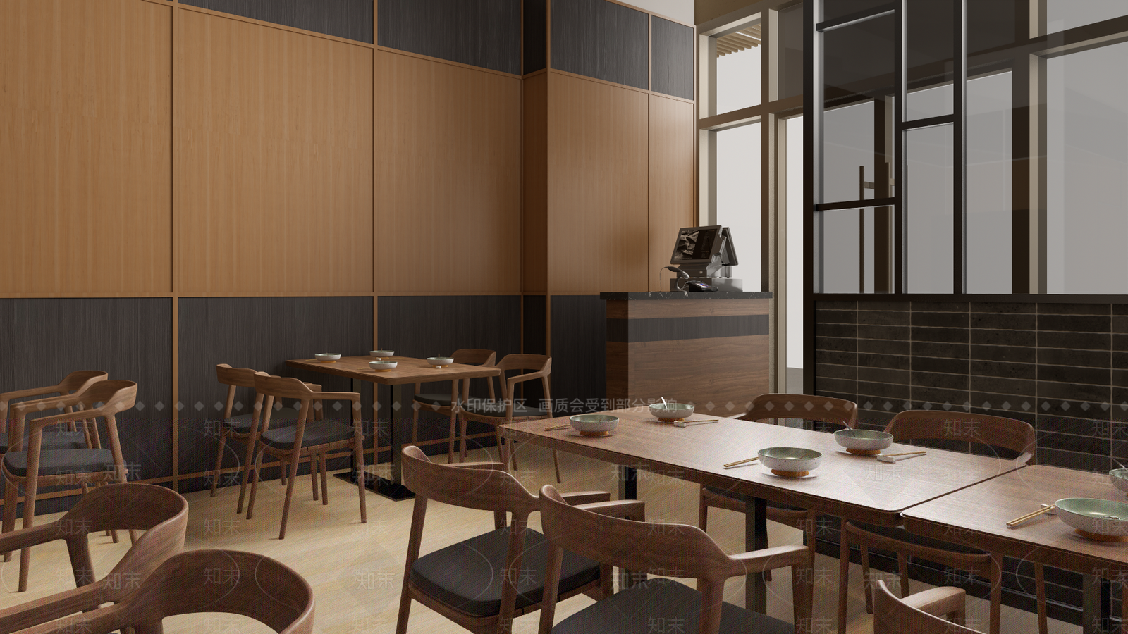 原木现代快餐店SU模型下载【ID:1187422504】