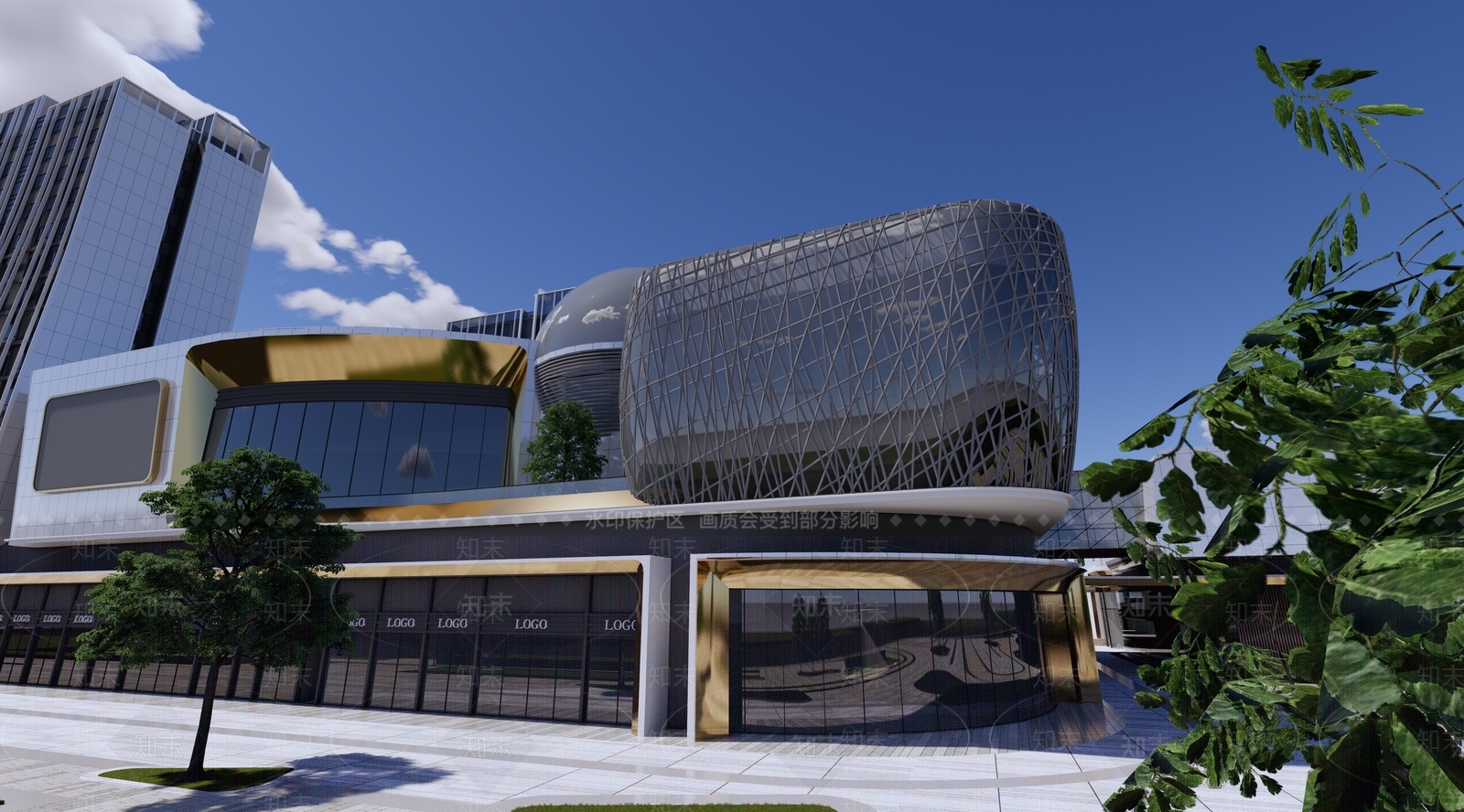 现代商场建筑SU模型下载【ID:1187425353】