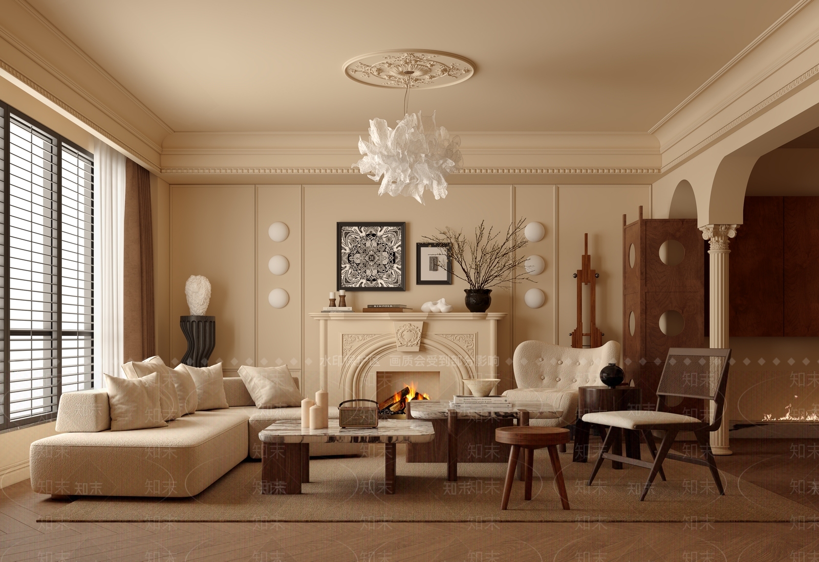 法式中古风客厅3D模型下载【ID:1187425481】