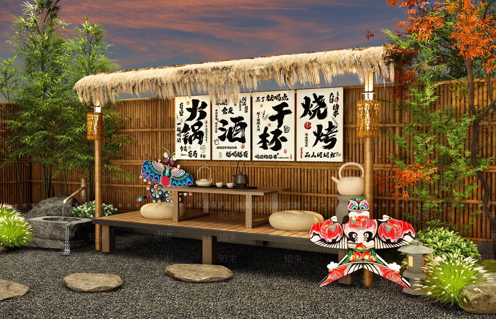 新中式乡村庭院SU模型下载【ID:1187426977】