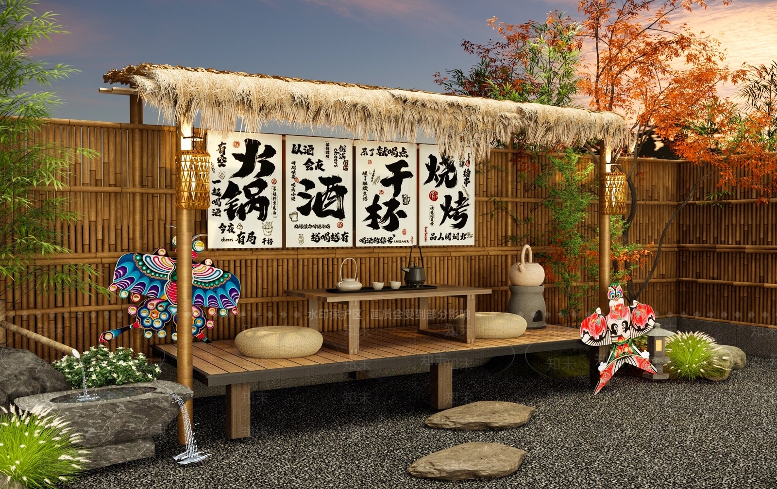 新中式乡村庭院SU模型下载【ID:1187426977】