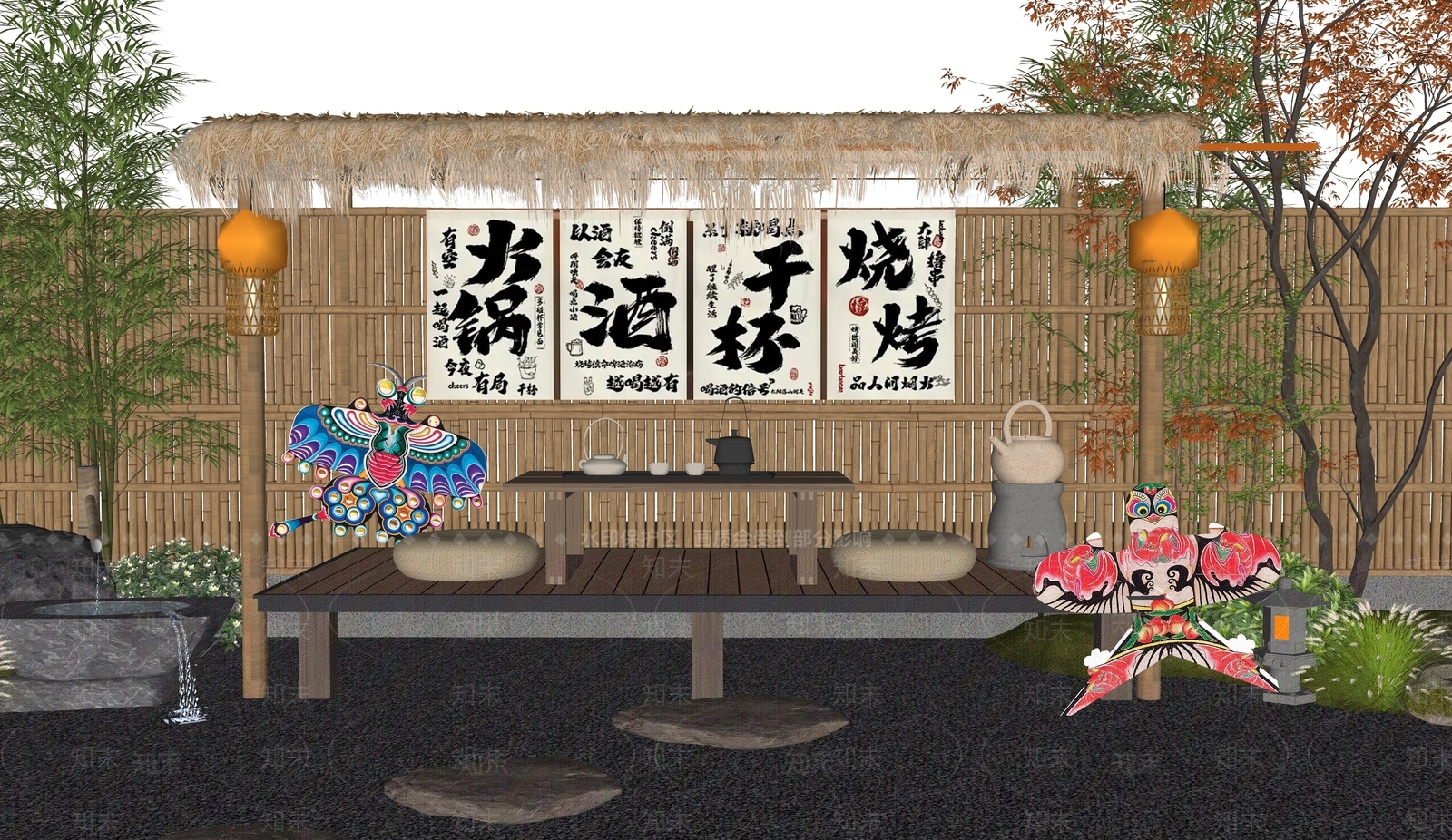 新中式乡村庭院SU模型下载【ID:1187426977】