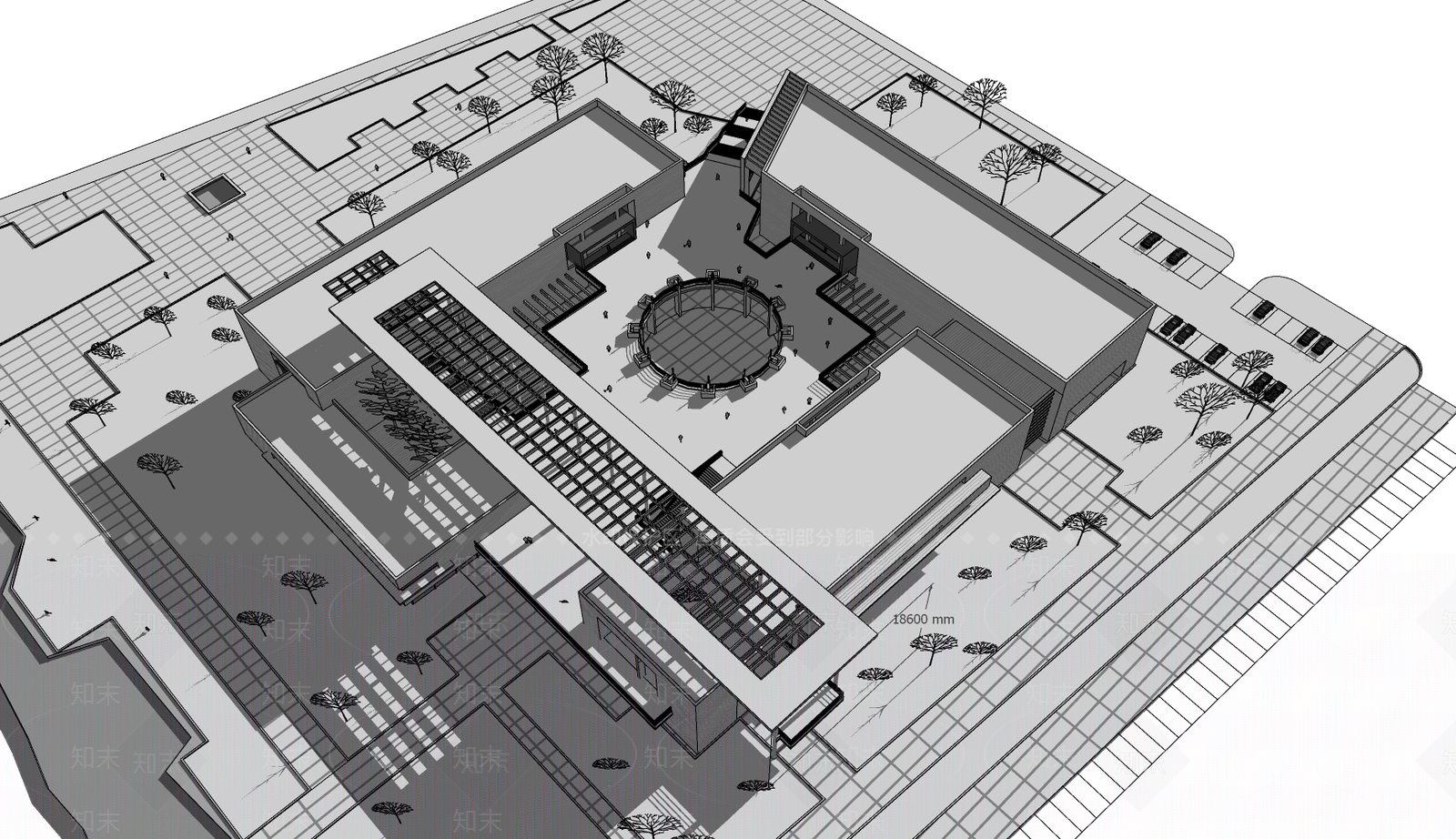 现代展览馆建筑SU模型下载【ID:1187426962】