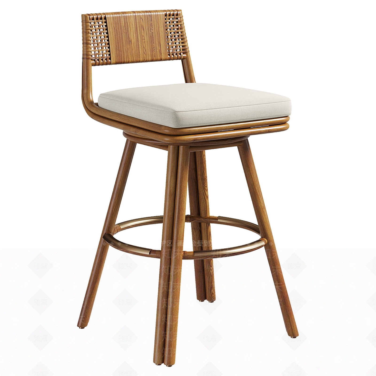 新中式美式吧椅3D模型下载【ID:1187427094】