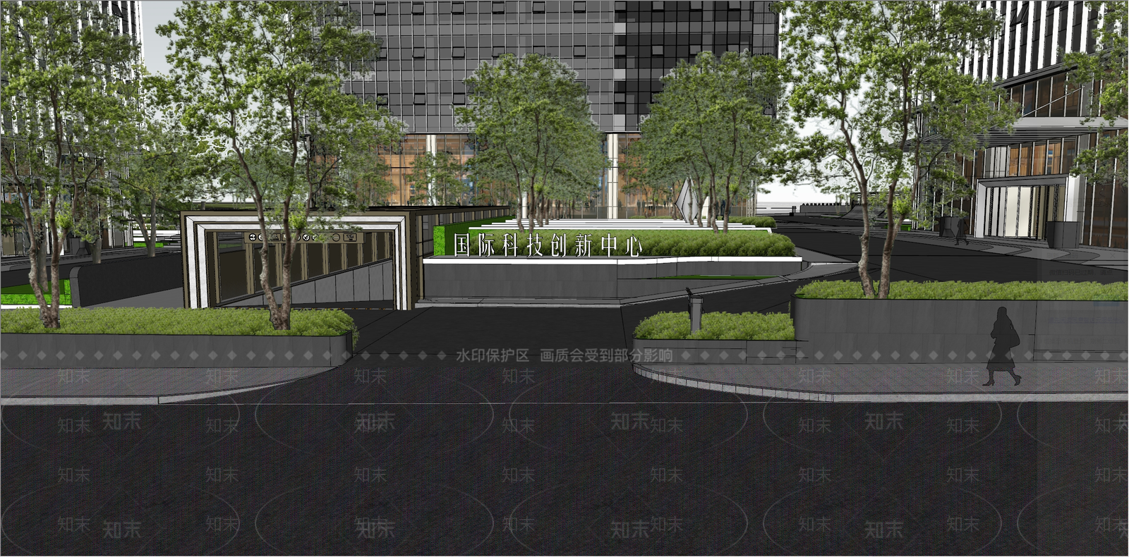 现代极简办公景观SU模型下载【ID:1187427263】