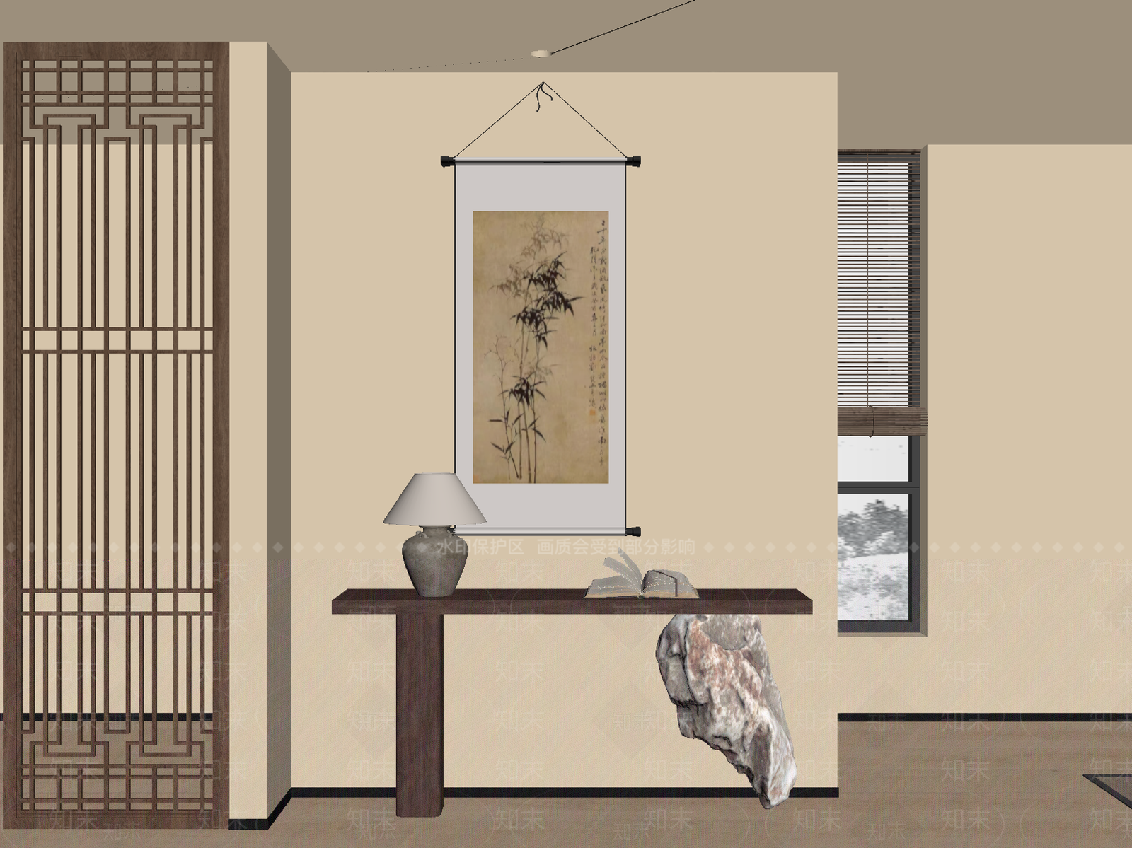 新中式条案SU模型下载【ID:1187427402】