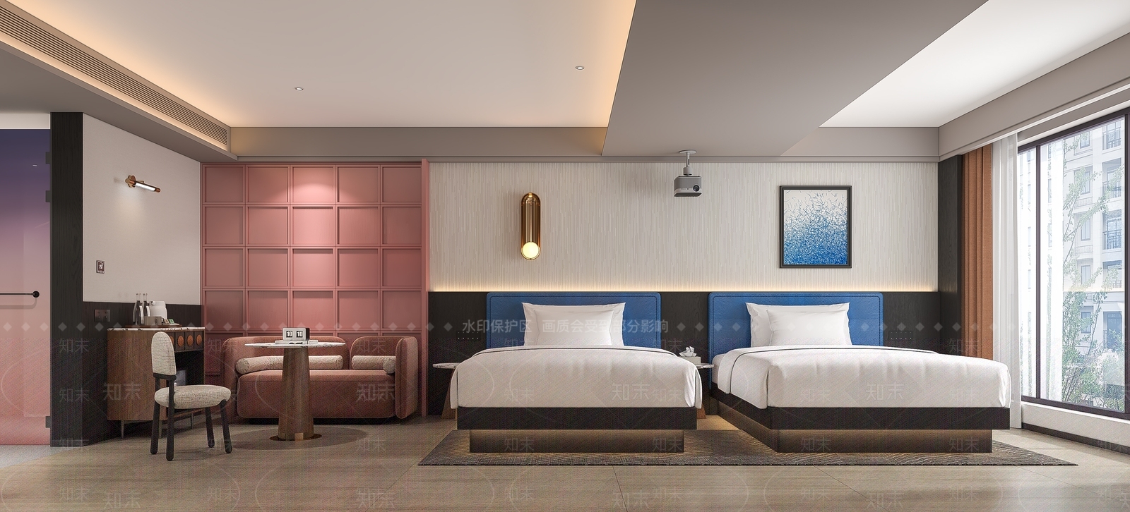 现代酒店客房3D模型下载【ID:1187427506】_知末3d模型网