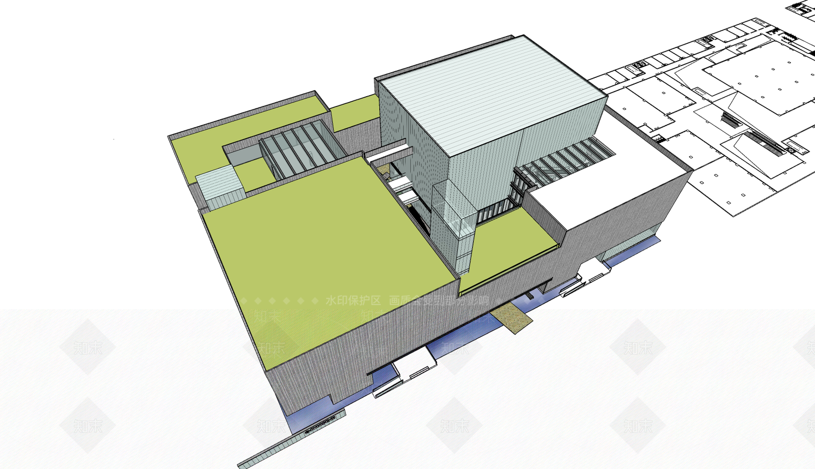 现代展览馆建筑SU模型下载【ID:1187428271】