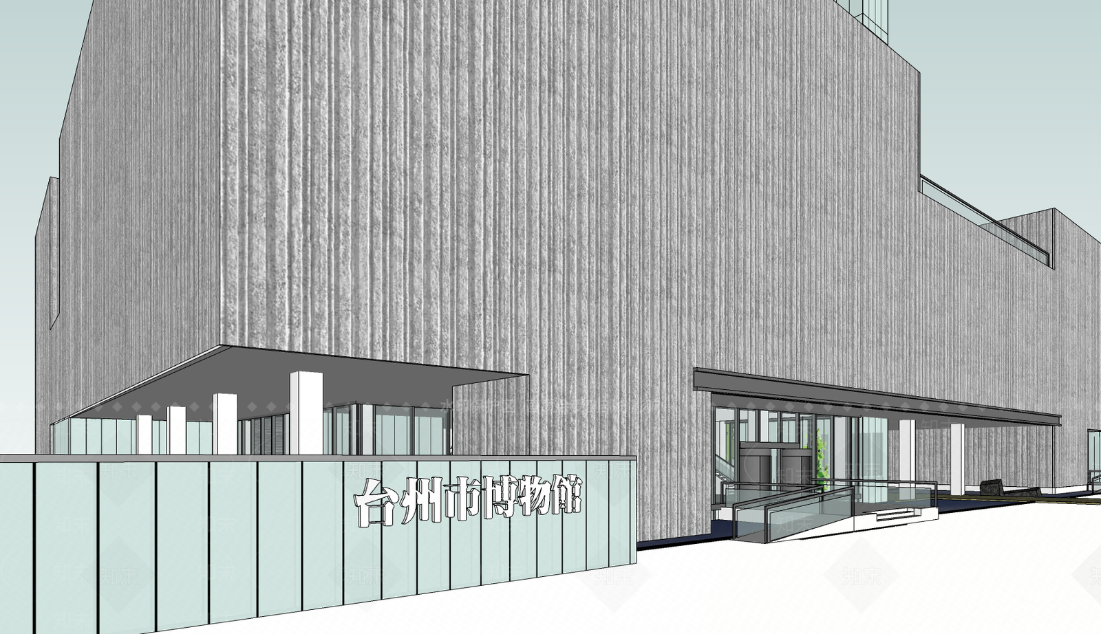 现代展览馆建筑SU模型下载【ID:1187428271】