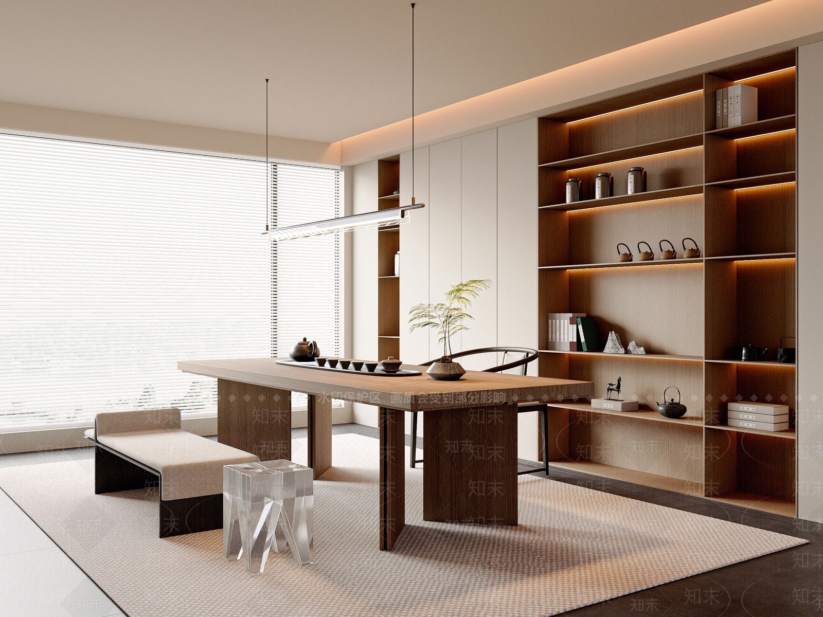 新中式中式茶室3D模型下载【ID:1187428675】