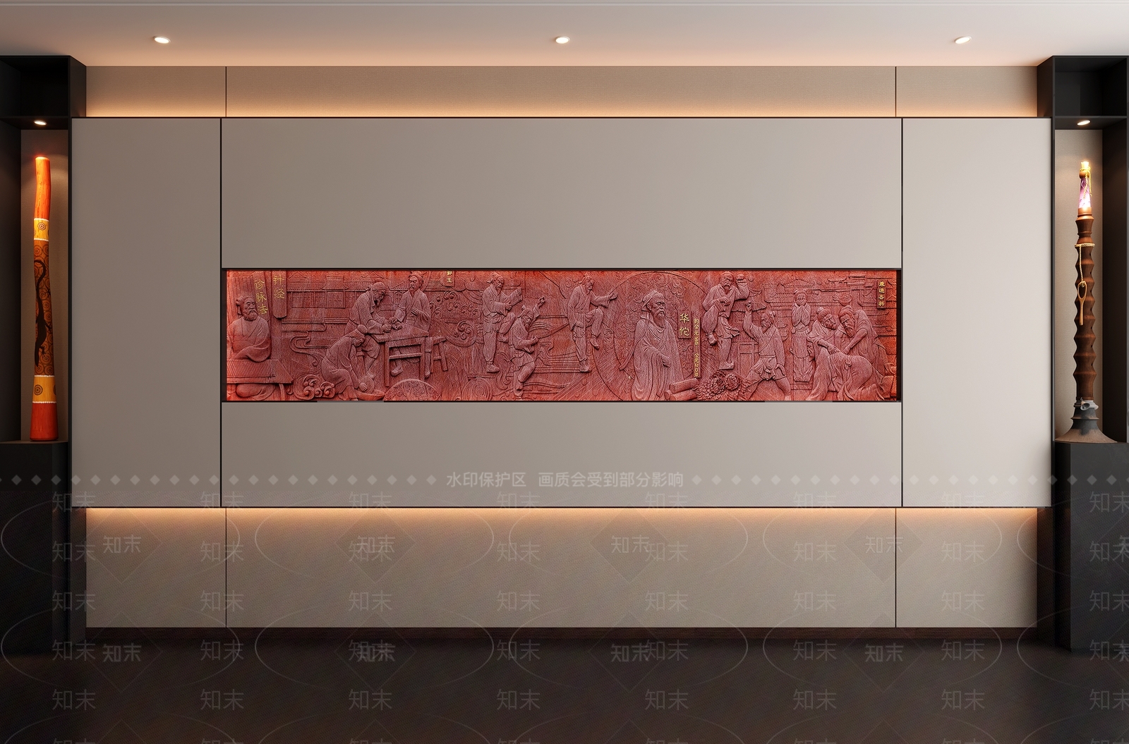 新中式玄关背景墙3D模型精品下载_3dmax模型_知末网