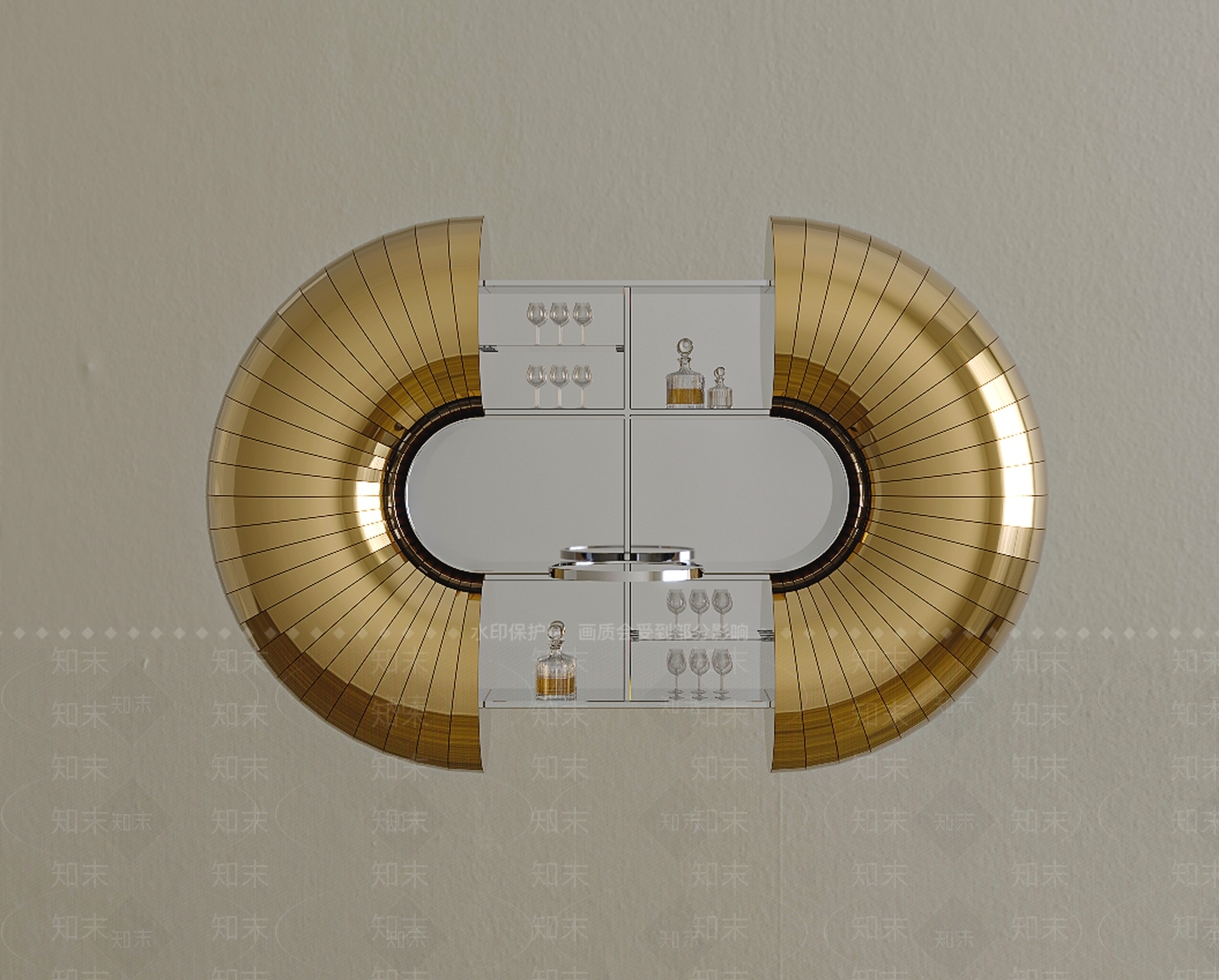 现代圆形酒柜3D模型下载【ID:1187429436】